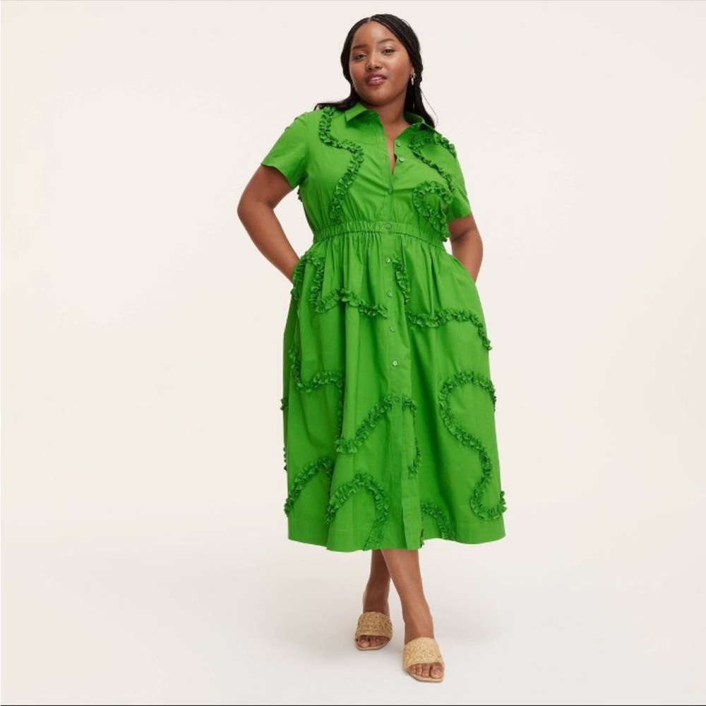 Kate Spade x Target Green Midi Ribbon Shirt Dress